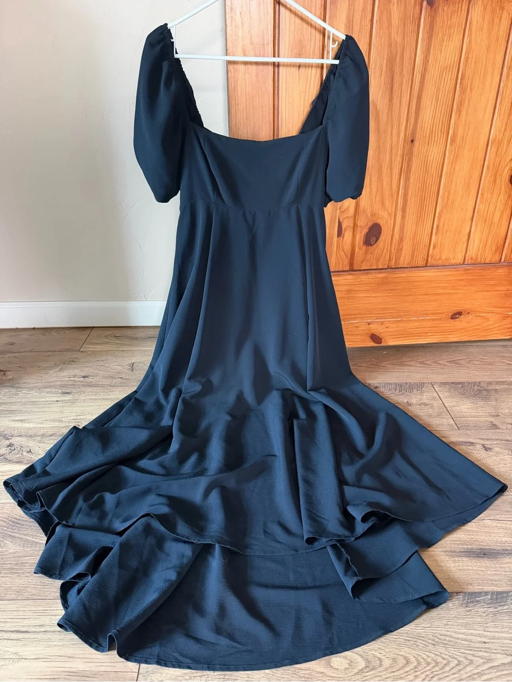 Hill House Dress Black High-Low Puff-Sleeve Midi Medium like new - Picture 1 of 6